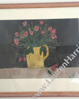 Roses in a Bowl Watercolour pine framed size 24″ x 20″