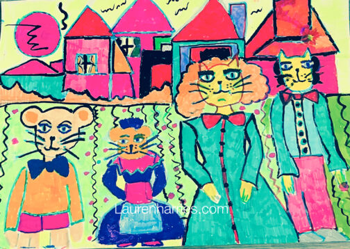 The teddy bear family watercolour