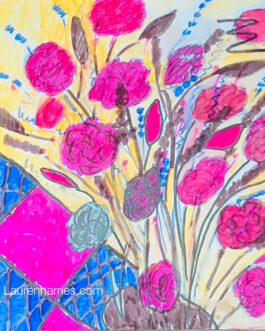 Wild pink Roses watercolour