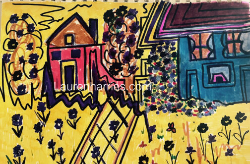Cottages on a hill     size A4
