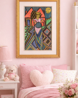 The cat with the muff watercolour A3 frame not included