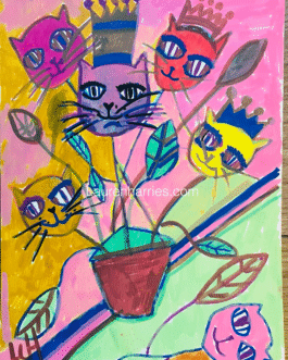 The cats that grow watercolour A3