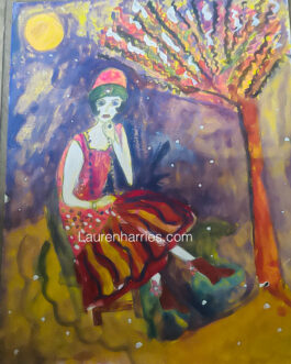 The girl by the tree oil painting A4