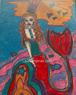 The Queen of the Crimson Tide watercolour A4